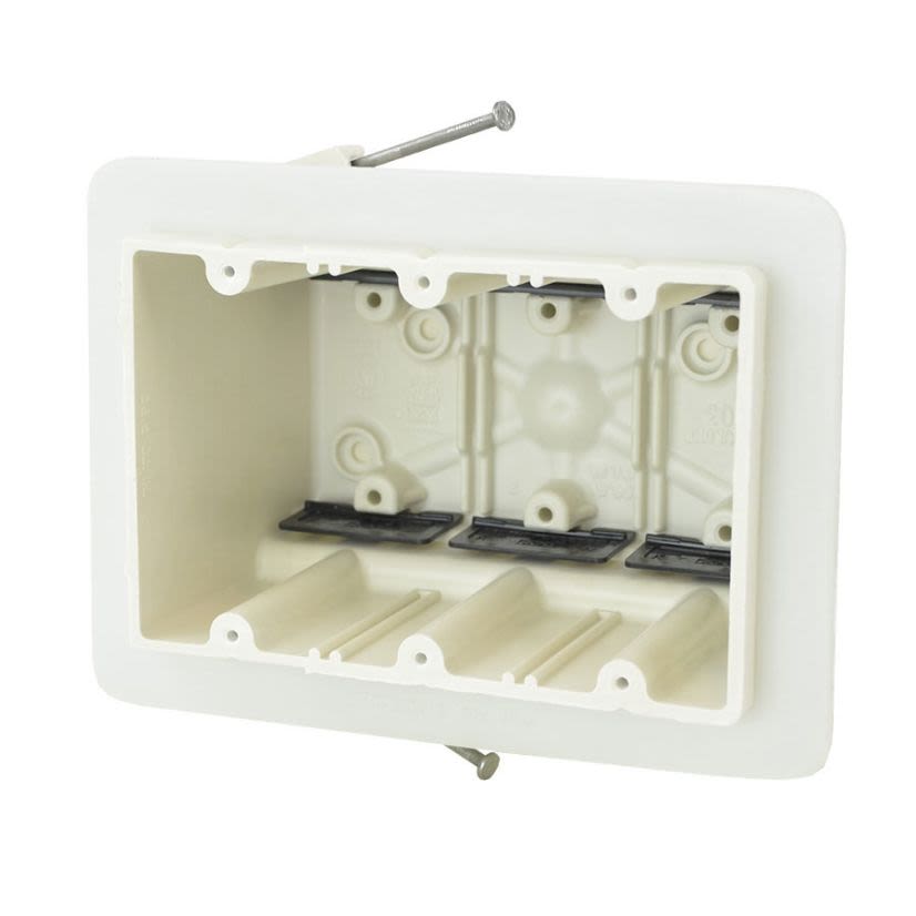 Allied Moulded FiberglassBOX 3303-NKV Premier Series Air Sealed Electrical Box, Fiberglass Reinforced Polyester, 56.5 cu-in Capacity, 3 Gangs, 6 Outlets, 12 Knockouts, 5-11/16 in W x 3-9/16 in D x 3-3/4 in H